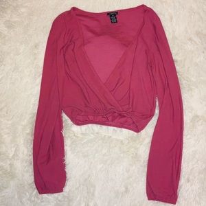 MAUVE V NECK CROP TOP 💗